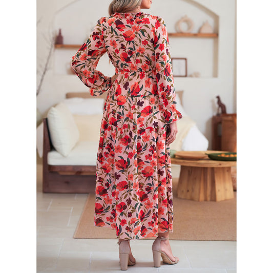 Women's Floral Deep V-Neck Maxi Dress