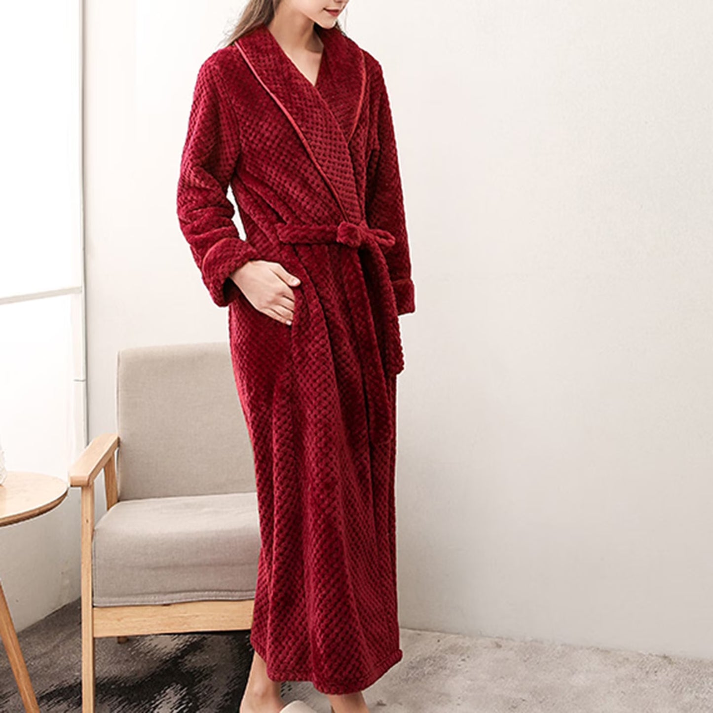 Long Plush Fleece Bathrobe