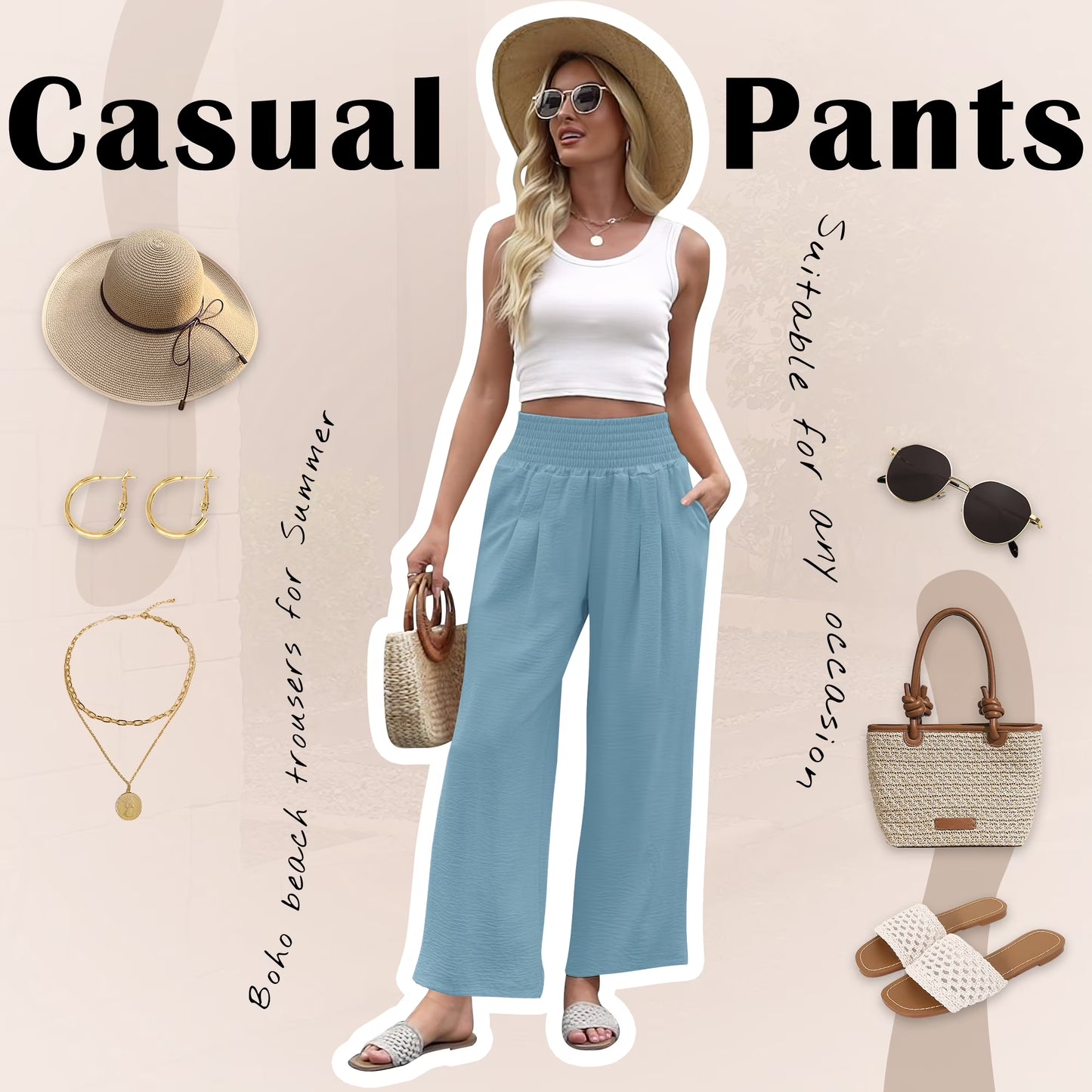 Women's Boho Wide Leg Beach Pants