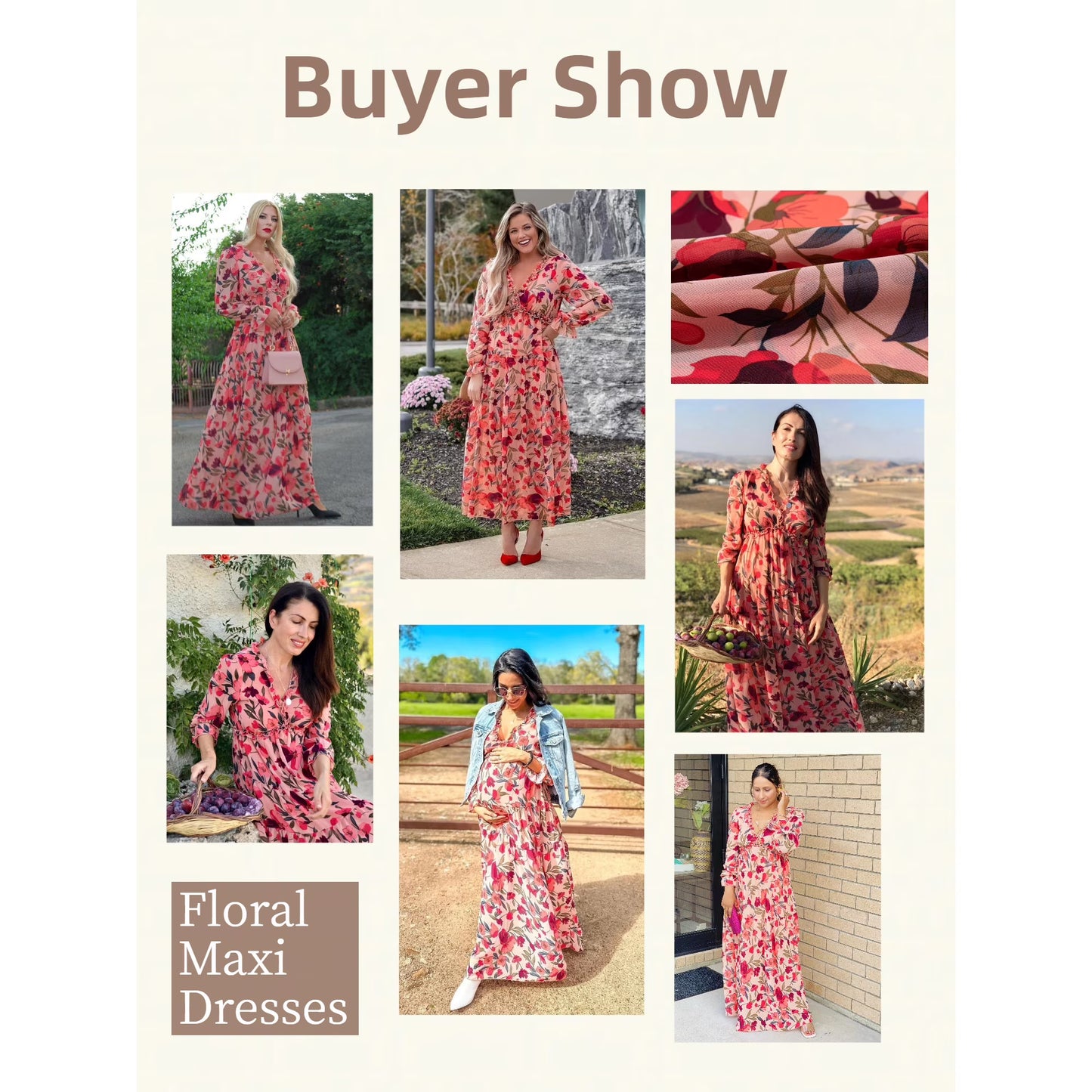 Women's Floral Deep V-Neck Maxi Dress