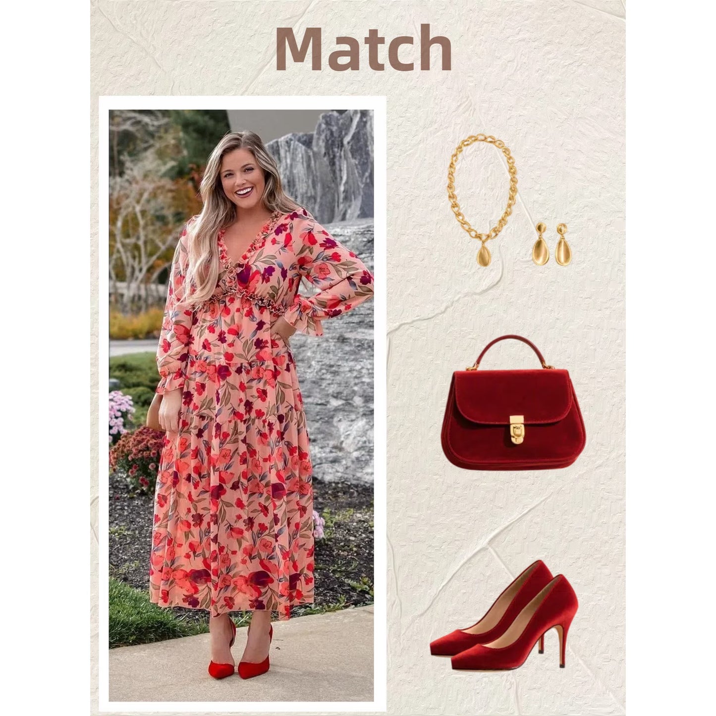 Women's Floral Deep V-Neck Maxi Dress