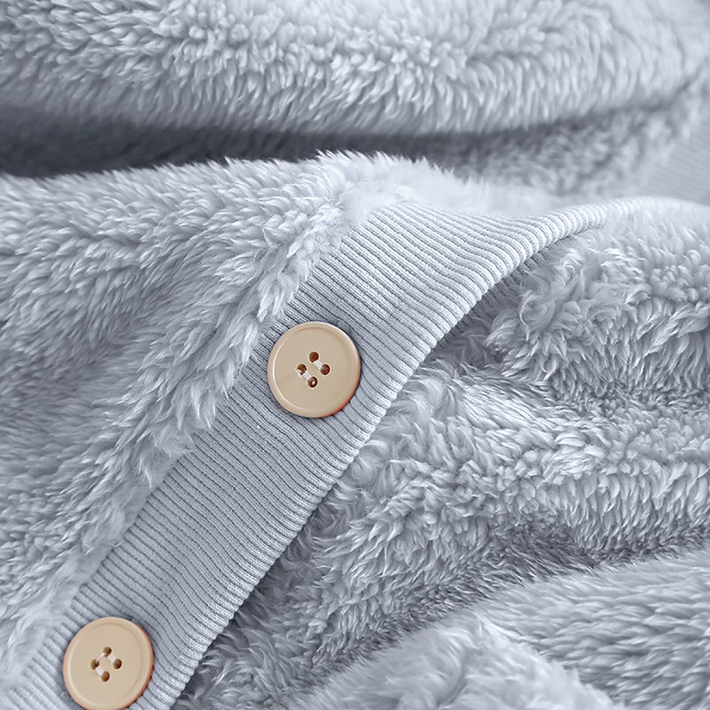 Women's Fuzzy Fleece Button Lounge Cardigan