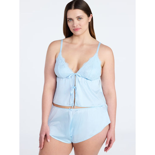 Women's Lace Satin Cami & Shorts Set